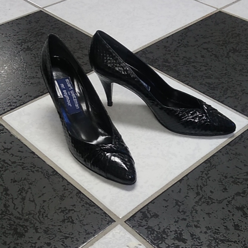 Stuart weitzman Black Paton Leather Pumps